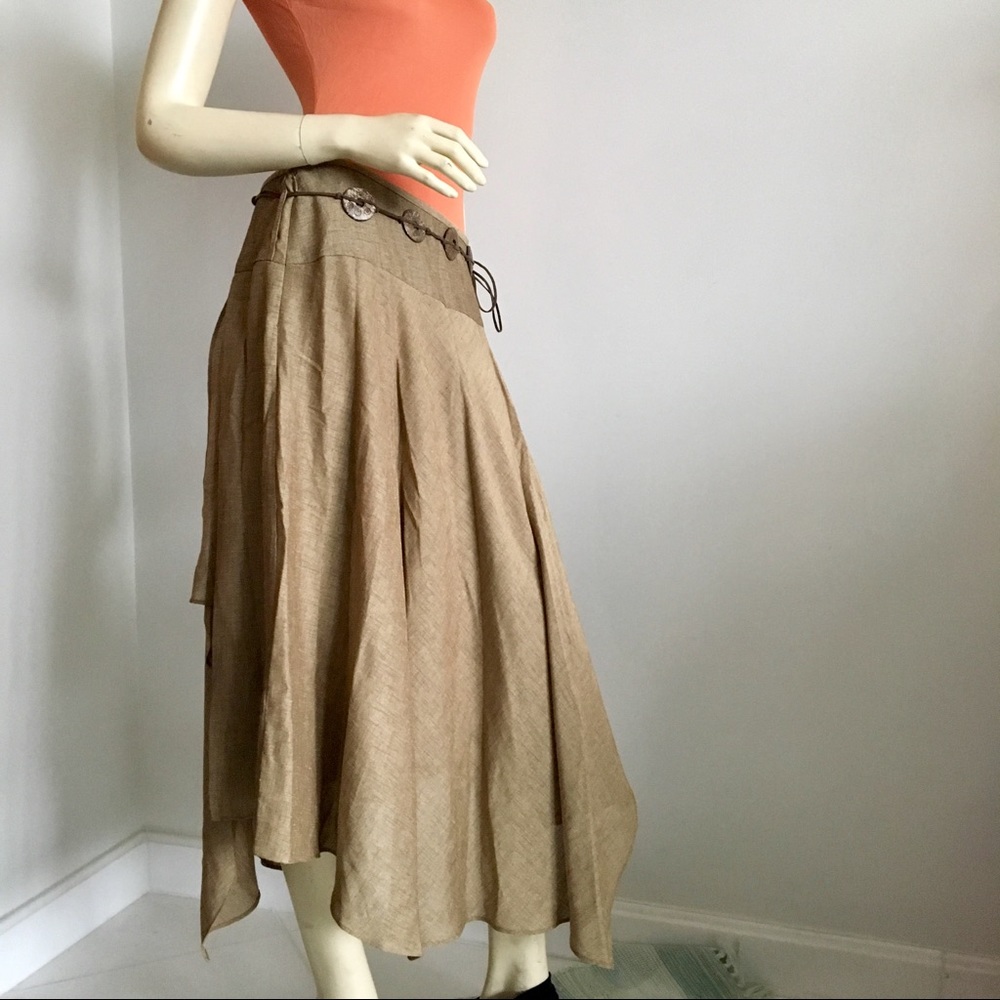 Kasper asymmetrical midi skirt with belt